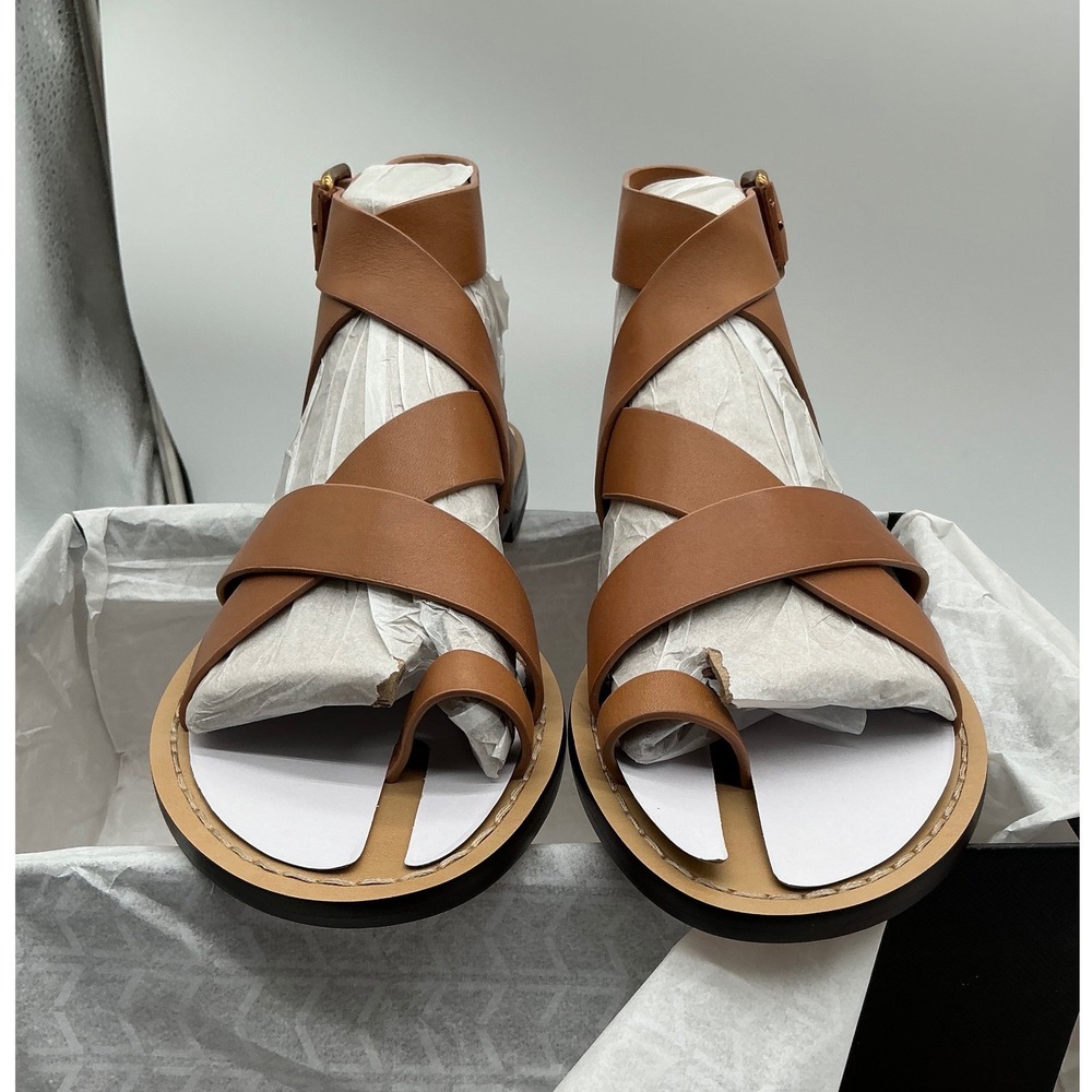 Marc Fisher LTD Lollie Tan Brown Leather Gladiator Toe Loop Sandals Womens 7M - Picture 2 of 9